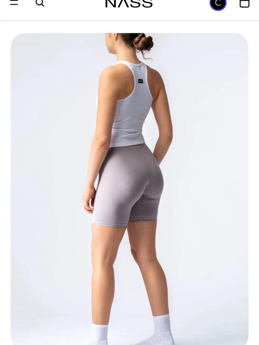 NASS High-Rise Gray Bike Shorts with Smooth Stretch